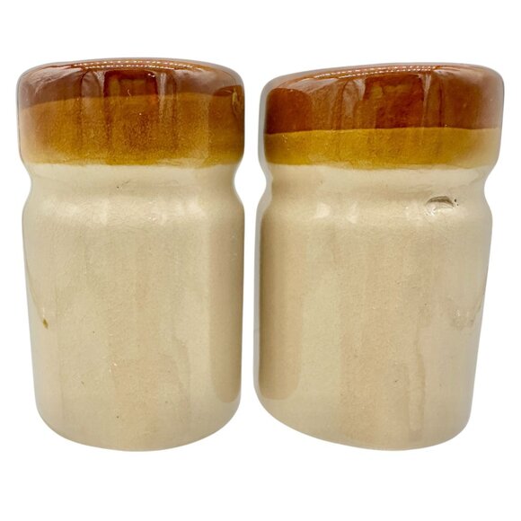 Vintage Ceramic Wheat Design Salt and Pepper Shakers Cork Stoppers Beige Brown - Picture 6 of 7